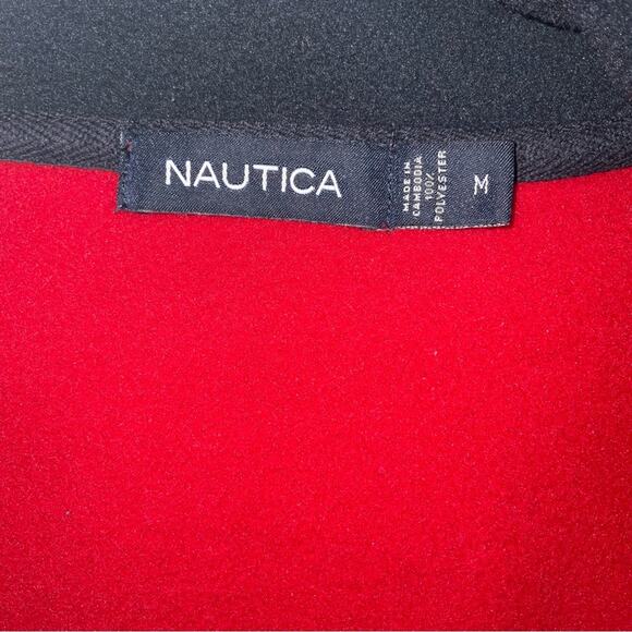 Nautica Red Logo Pull-Over Quarter Zip Sweater M Preppy Classic Sportswear Cozy - Picture 7 of 10
